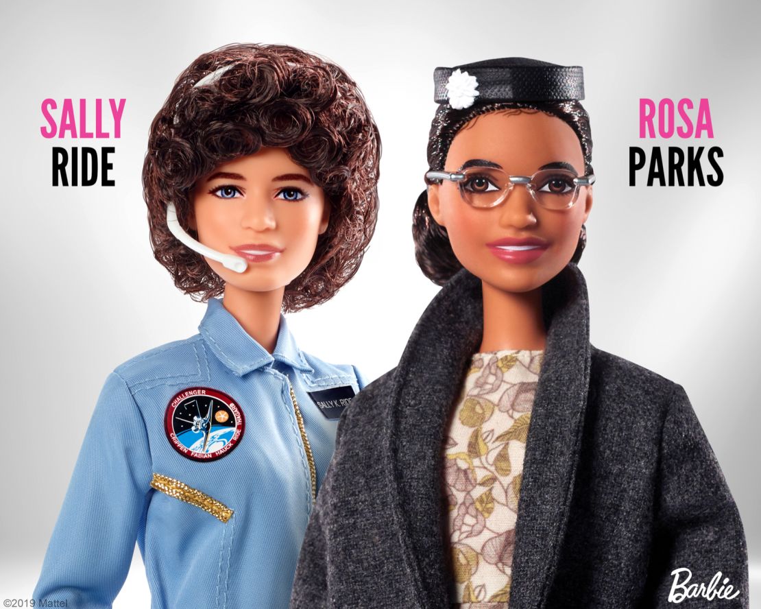 Rosa Parks and Sally Ride are honored by getting their very own Barbie dolls.