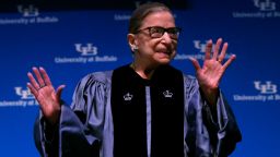 Supreme Court Associate Justice Ruth Bader Ginsburg speaks about her work and gender equality following a ceremony where she received a SUNY Honorary Degree from the University at Buffalo, Monday, August 26, 2019, in Buffalo, New York. 
