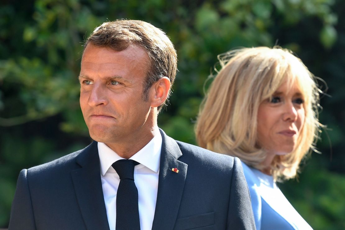 Emmanuel Macron and his wife Brigitte Macron 