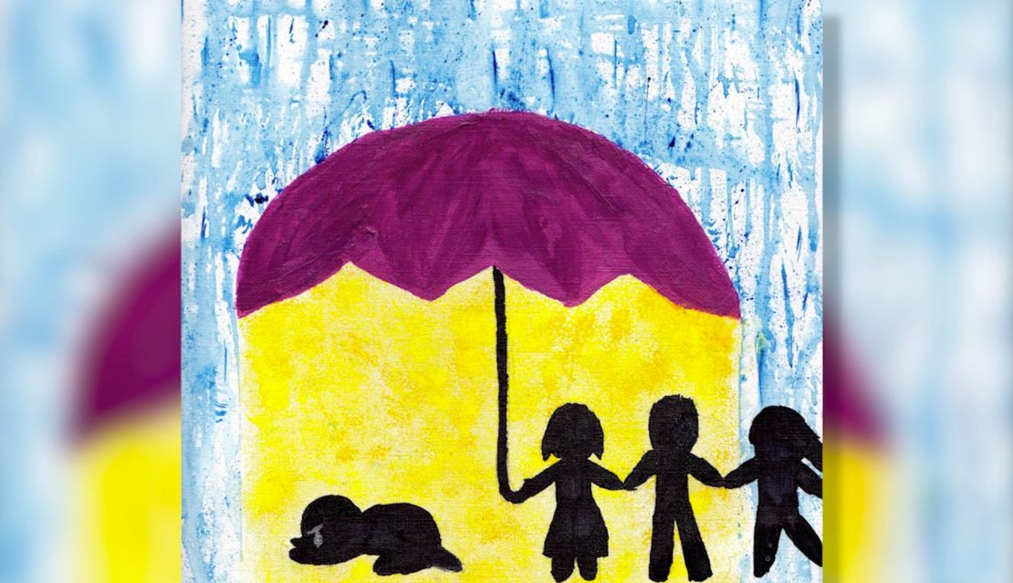All the art work Áine is asking for has to revolved around kindness, like giving shelter to those in need. 