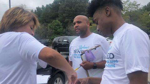Ledbetter and a group of volunteers got the word out for people to vote.