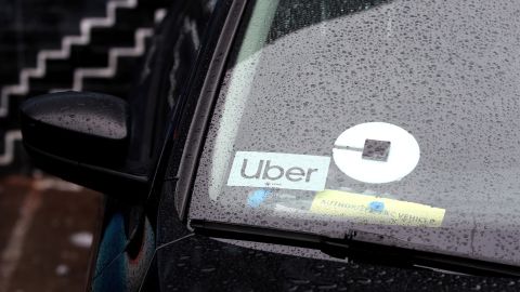 The Uber logo is displayed on a car on March 22, 2019 in San Francisco, California. 