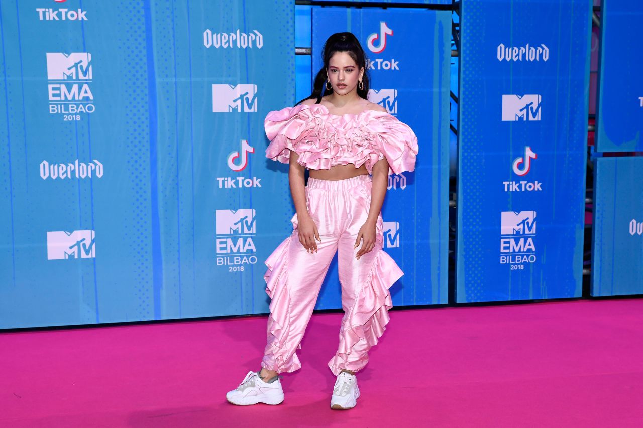 Rosalía at the MTV EMAs, soon after the release of her second album, "El Mal Querer."