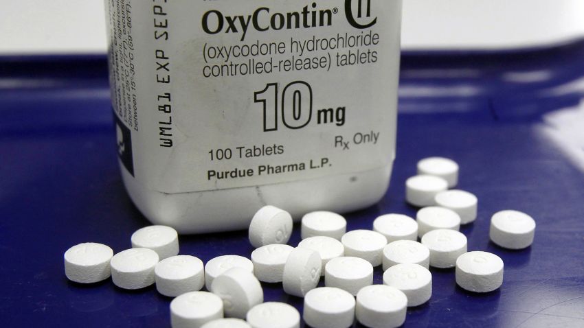 FILE - This Feb. 19, 2013 file photo shows OxyContin pills arranged for a photo at a pharmacy in Montpelier, Vt. Connecticut-based Purdue Pharma, the maker of the powerful painkiller OxyContin has agreed to provide access to propriety research and other data to addiction researchers at Oklahoma State University to help them find causes and treatments for drug addiction. (AP Photo/Toby Talbot, File)
