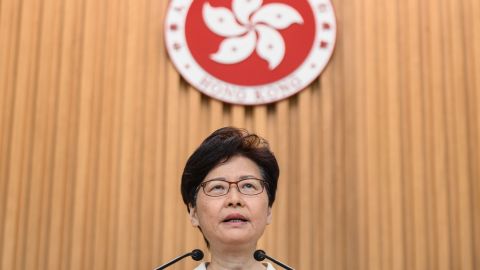 Hong Kong Chief Executive Carrie Lam speaks at a press conference in Hong Kong on August 27, 2019.