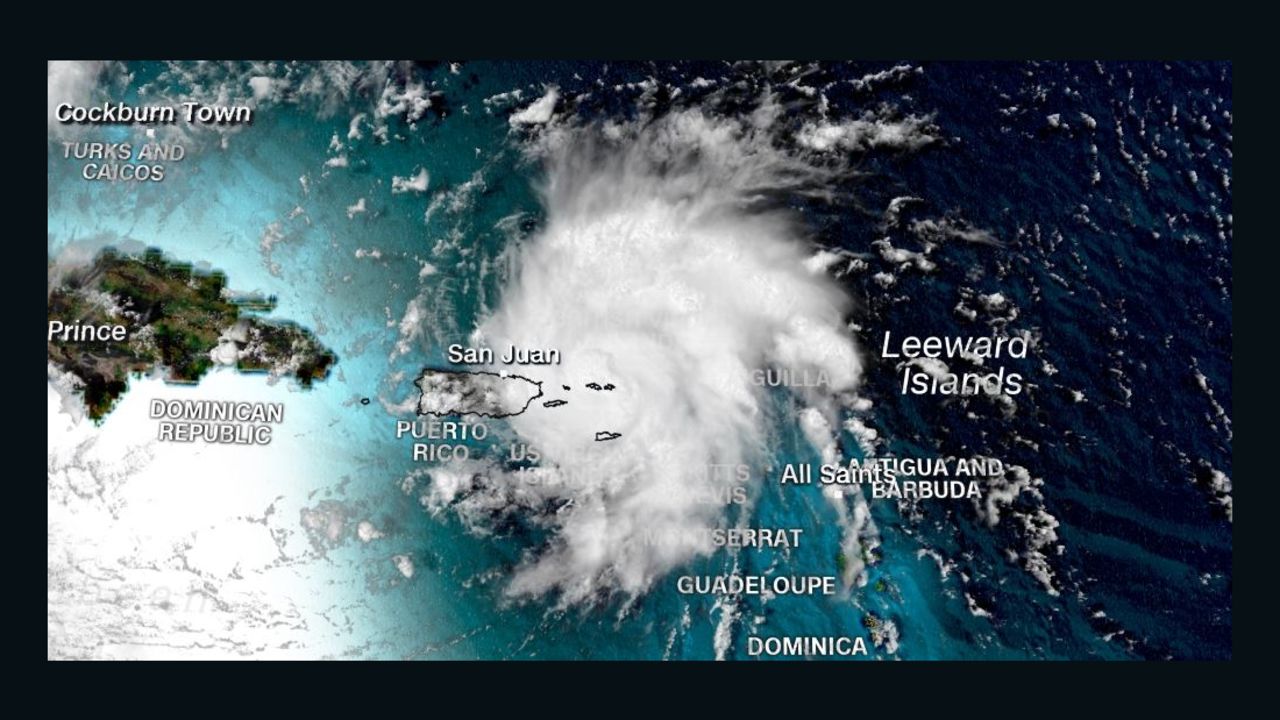 A satellite image shows Tropical Storm Dorian shortly before 2 p.m. ET Wednesday.