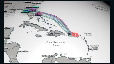 Forecast models for Dorian, as of 2 p.m. ET Wednesday.
