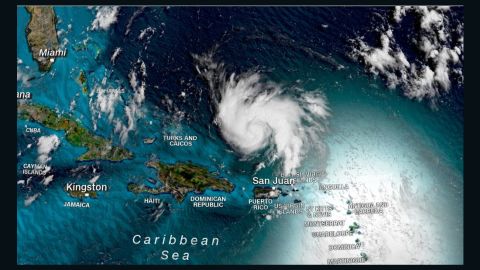 A satellite image shows Hurricane Dorian shortly after 11 a.m. ET Thursday.