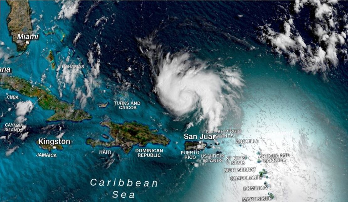 A satellite image shows Hurricane Dorian shortly after 11 a.m. ET Thursday.