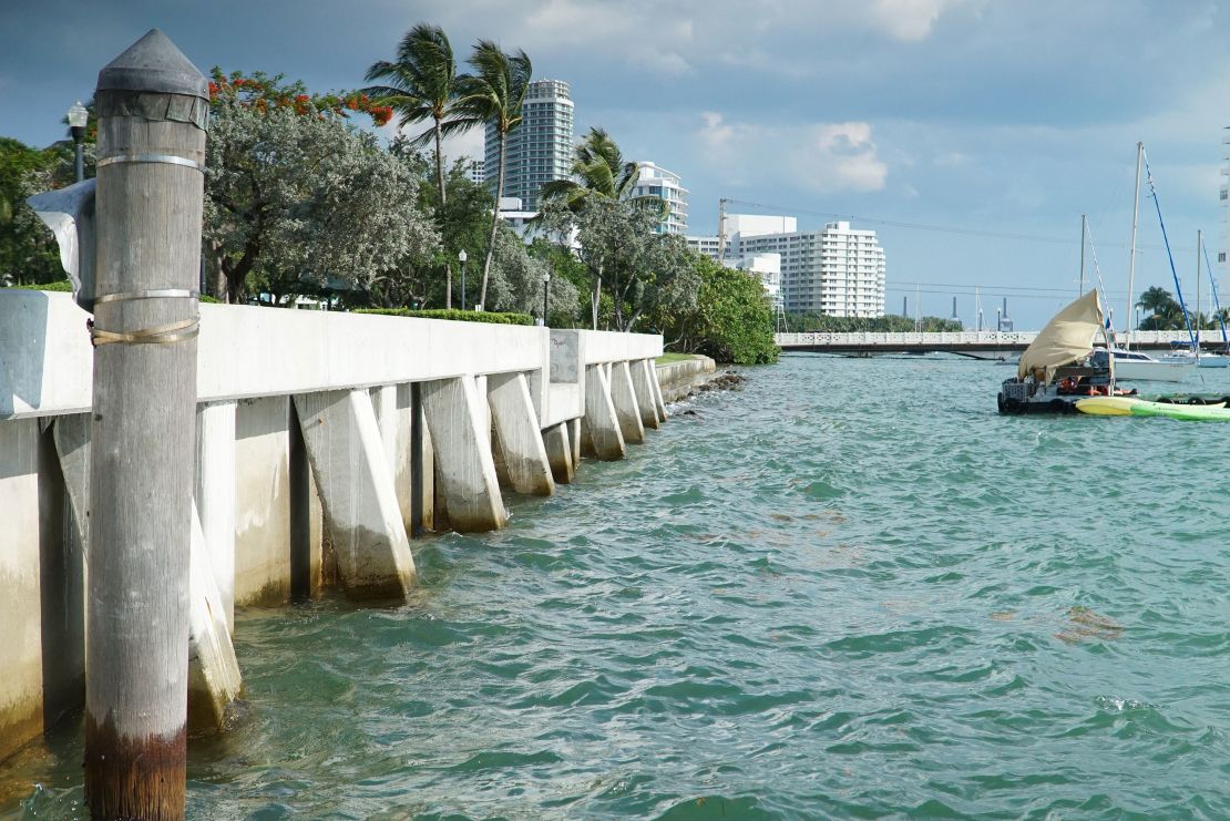 This new seawall was built in Miami Beach's flood-prone Sunset Harbour neighborhood. The city is spending $500 million to combat the threat of rising seas.