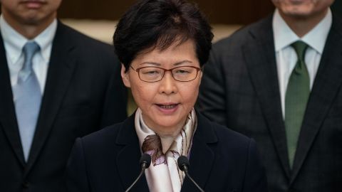 Carrie Lam, chief executive of Hong Kong, speaks during a press conference on August 5, 2019, in Hong Kong.