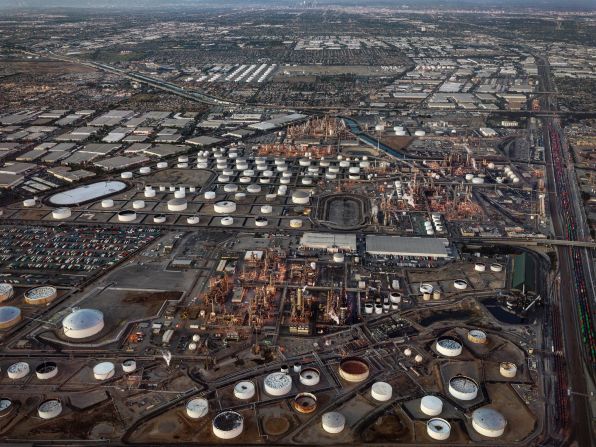 Oil refineries are seen in Carson, California, in this 2017 photo taken by <a href="index.php?page=&url=https%3A%2F%2Fwww.edwardburtynsky.com%2F" target="_blank" target="_blank">Edward Burtynsky</a> for The Anthropocene Project, which explores how humans have contributed to climate change and the state the planet is in today. Part of <a href="index.php?page=&url=https%3A%2F%2Ftheanthropocene.org%2F" target="_blank" target="_blank">the project</a> includes a film, "Anthropocene: The Human Epoch," that opens September 25 in 100 theaters across the United States.