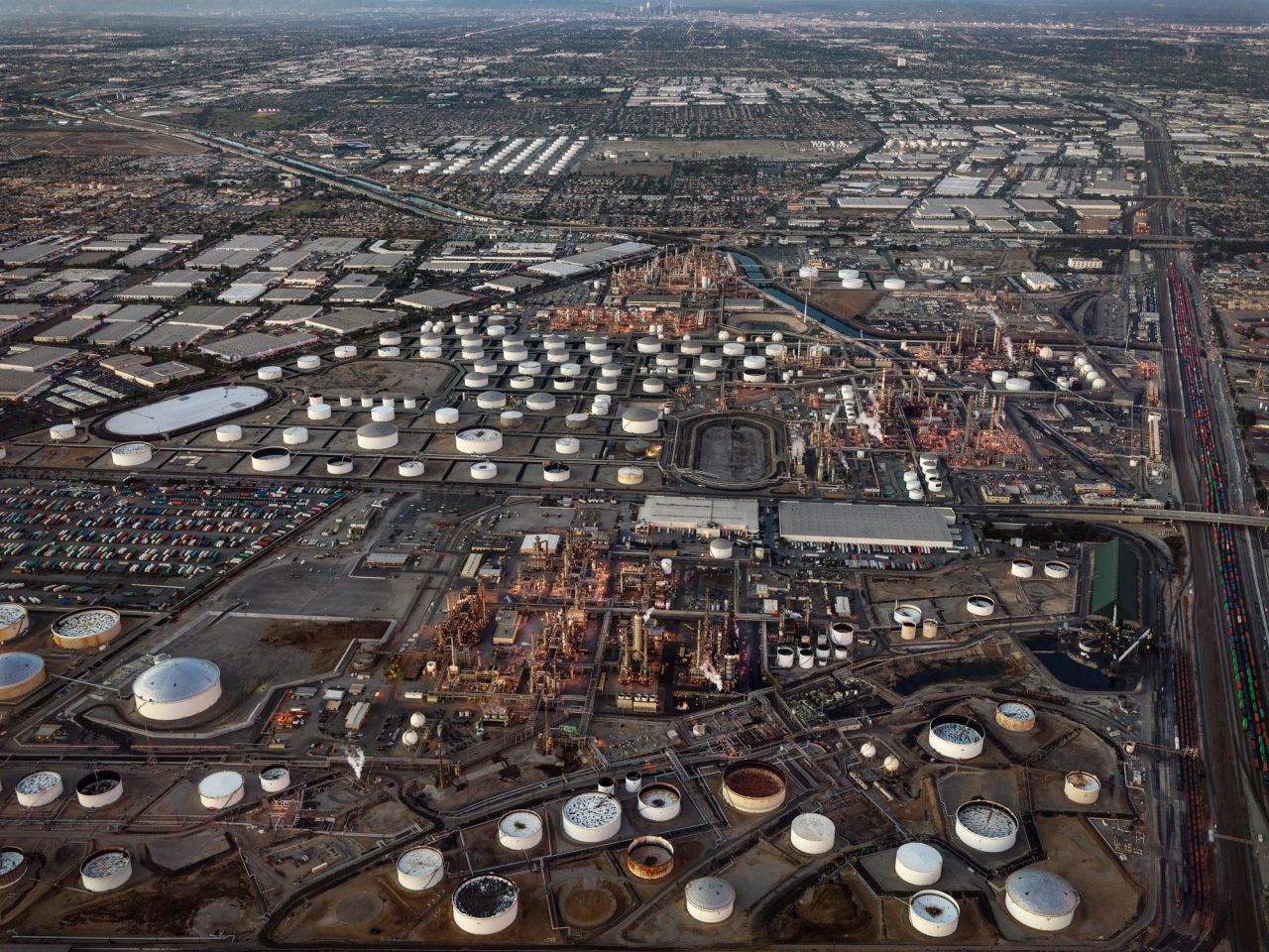 Oil refineries are seen in Carson, California, in this 2017 photo taken by <a href="https://www.edwardburtynsky.com/" target="_blank" target="_blank">Edward Burtynsky</a> for The Anthropocene Project, which explores how humans have contributed to climate change and the state the planet is in today. Part of <a href="https://theanthropocene.org/" target="_blank" target="_blank">the project</a> includes a film, "Anthropocene: The Human Epoch," that opens September 25 in 100 theaters across the United States.