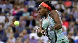 NEW YORK, NEW YORK - AUGUST 29:  Cori Gauff of the United States returns a shot during her Women's Singles second round match against Timea Babos of Hungary on day four of the 2019 US Open at the USTA Billie Jean King National Tennis Center on August 29, 2019 in Queens borough of New York City. (Photo by Matthew Stockman/Getty Images)