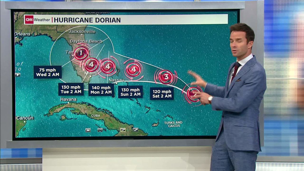 daily weather forecast Hurricane Dorian strengthening intensifying category two Florida _00003915.jpg