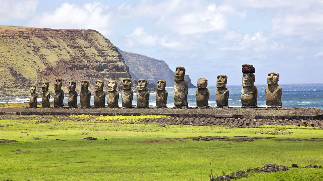 Easter Island is home to these hulking rock statues carved centuries ago.