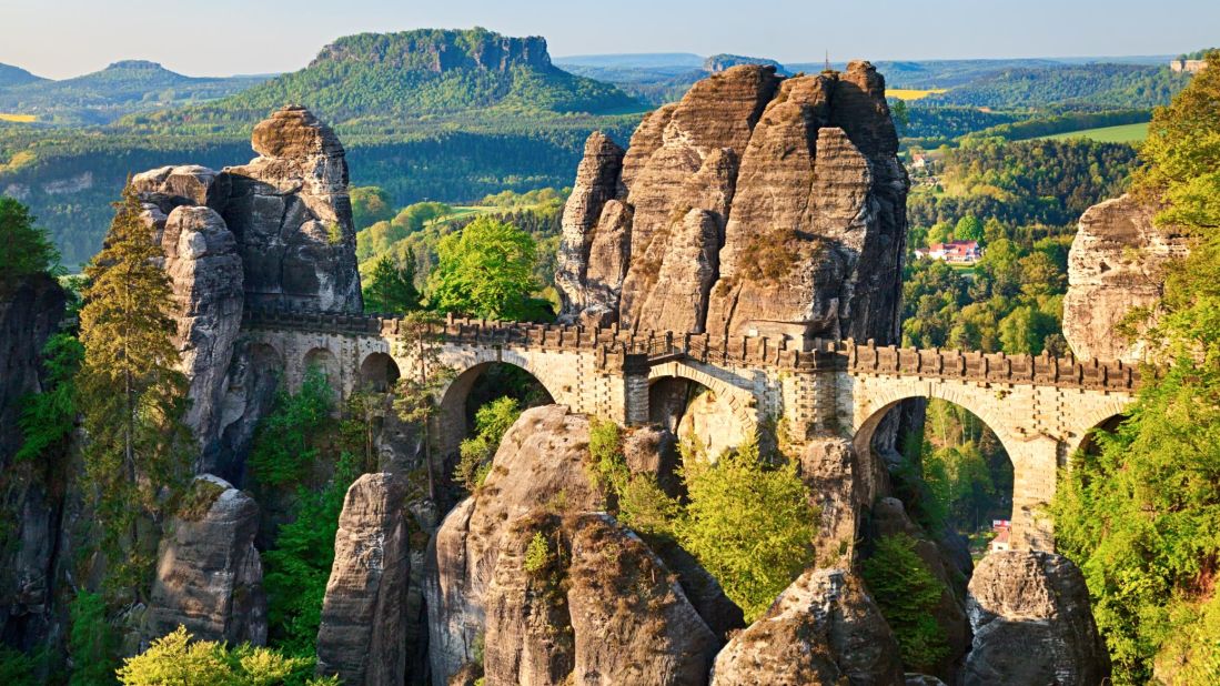 <strong>Saxon Switzerland, Germany. </strong>"I was surprised to learn that these strange rock formations, surrounded by lush countryside and wooded hills, were actually in Europe," says Fanthorpe. "It's just an extra draw that these landscapes [were] featured in Wes Anderson's Grand Budapest Hotel."