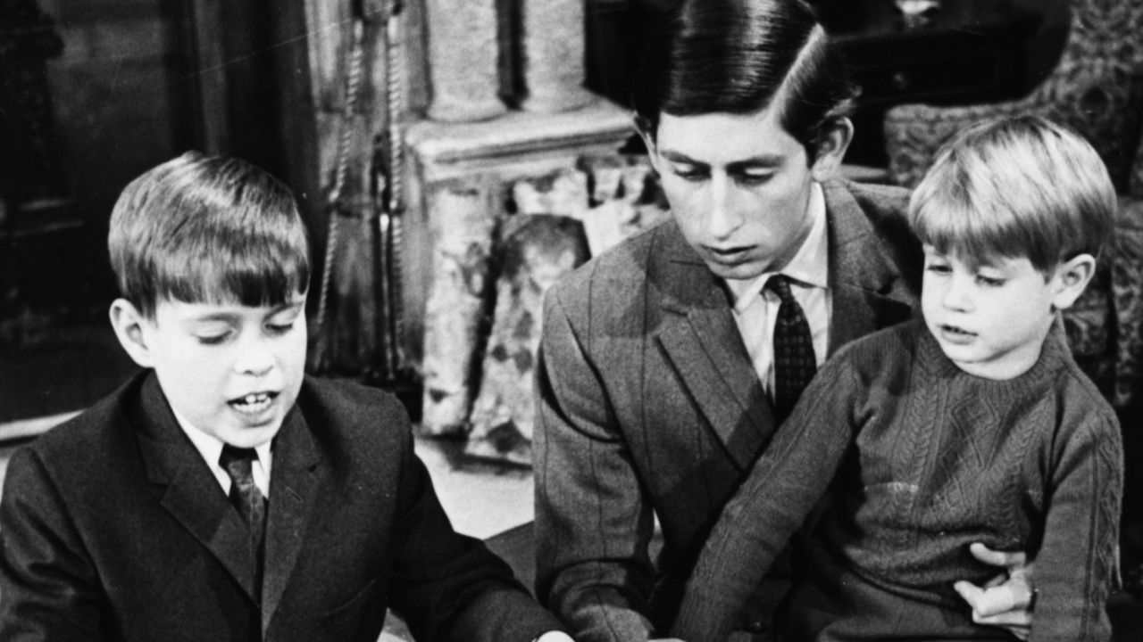 Prince Andrew (left), pictured with his brothers Charles and Edward at Sandringham in April 1969.
