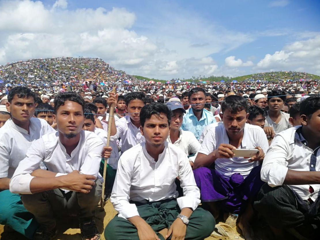 Rohingyans congregate on August 25 to commemorate the second anniversary of the widespread violence that drove them from Myanmar.