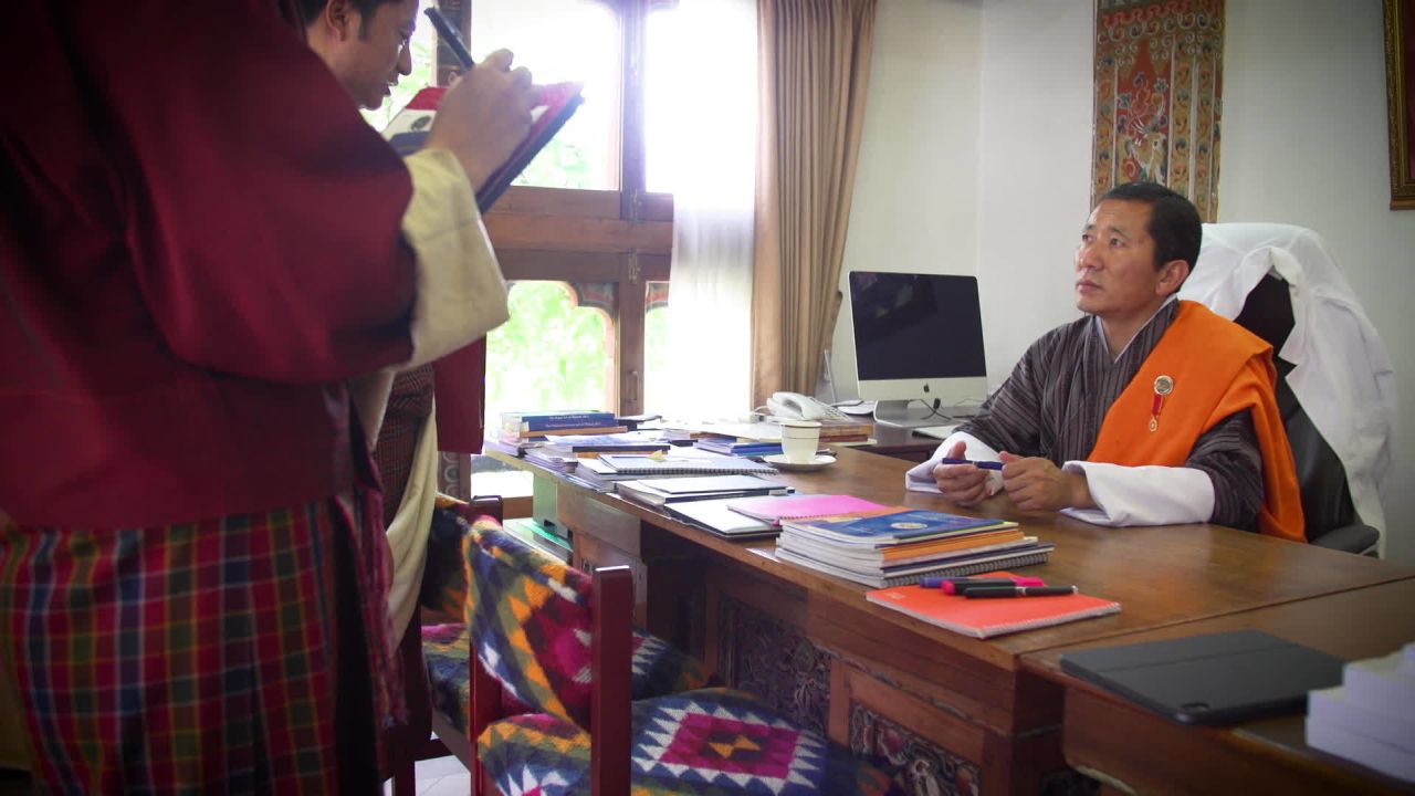 Bhutan Prime Minister Dr. Lotay Tshering in his office.