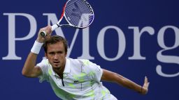 NEW YORK, NEW YORK - AUGUST 30: Daniil Medvedev of Russia returns a shot during his Men's Singles third round match against Feliciano Lopez of Spain on day five of the 2019 US Open at the USTA Billie Jean King National Tennis Center on August 30, 2019 in Queens borough of New York City. (Photo by Mike Stobe/Getty Images)
