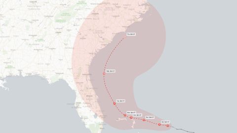 A forecast of Hurricane Dorian as of late Saturday afternoon.