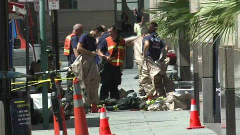 Emergency crews outside the Fairmont Hotel in downtown San Jose, California, on Saturday