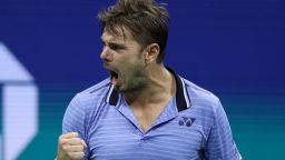 NEW YORK, NEW YORK - SEPTEMBER 01: Stan Wawrinka of Switzerland reacts during his Men's Singles fourth round match against Novak Djokovic of Serbia on day seven of the 2019 US Open at the USTA Billie Jean King National Tennis Center on September 01, 2019 in Queens borough of New York City. (Photo by Matthew Stockman/Getty Images)