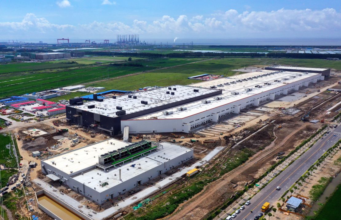 Tesla's Gigafactory under construction in Shanghai, China.