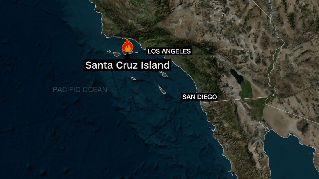 santa cruz island boat fire map screengrab