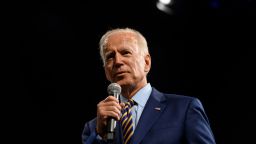 In this August 10, 2019 photo, democratic presidential candidate and former Vice President Joe Biden speaks on stage during a forum on gun safety in Des Moines, Iowa. The event was hosted by Everytown for Gun Safety. 