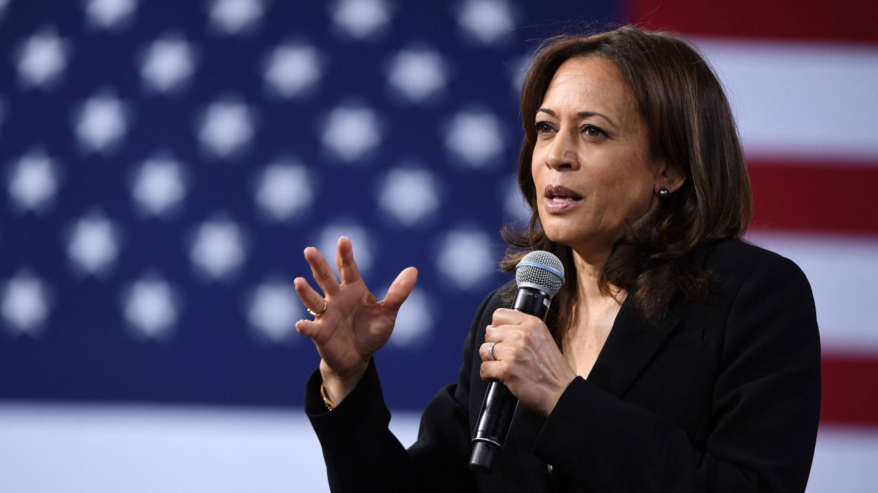 Democratic presidential candidate California Sen. Kamala Harris speaks on April 27, 2019, in Las Vegas, Nevada. 