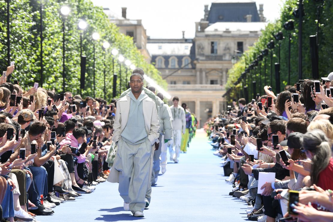 Kid Cudi walked in Louis Vuitton's menswear SS19 show, at Paris Fashion Week.
