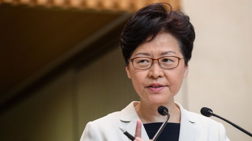 Hong Kong Chief Executive Carrie Lam speaks at a press conference in Hong Kong on August 27, 2019.