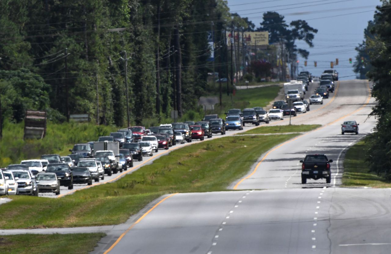 Evacuation traffic is seen near South Carolina's coast on September 2.