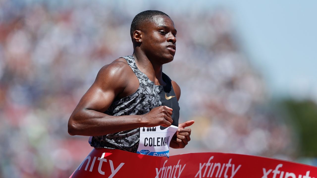 Christian Coleman ran a season-best time in the 100m at the Prefontaine Classic in California in June.