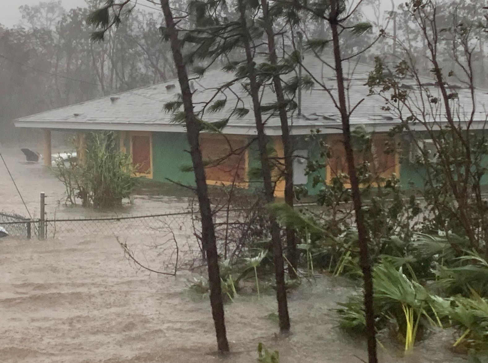 A house is flooded in Freeport on September 3.