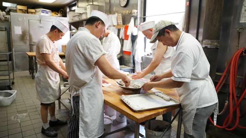 Chefs make about eight thousand shrimp dim sum a week at Jing Fong.