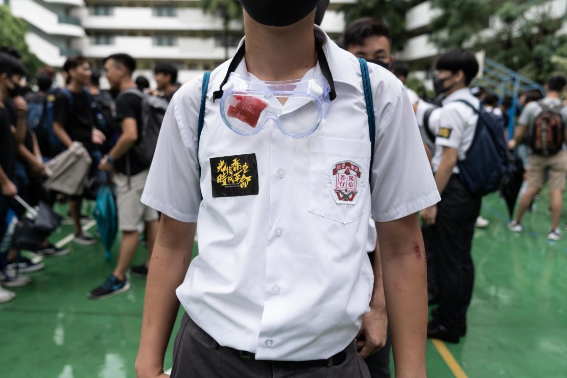 Students at Ying Wa College in Hong Kong boycotted classes and the school year opening ceremony on September 2, 2019.