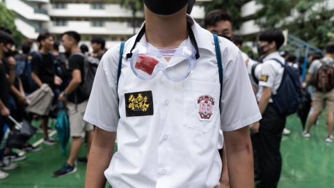 Students at Ying Wa College in Hong Kong boycotted classes and the school year opening ceremony on September 2, 2019.