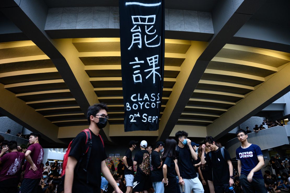 Students boycott classes at the Chinese University of Hong Kong on September 2, 2019.