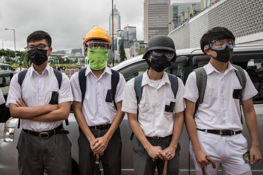 Students take part in a school boycott rally on September 2, 2019, in Hong Kong.