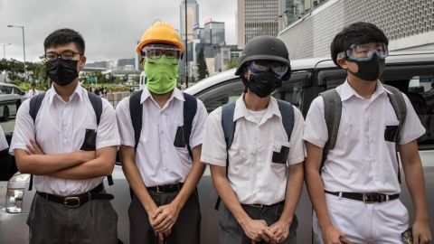 Students take part in a school boycott rally on September 2, 2019, in Hong Kong.