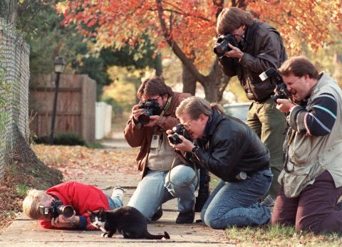 The Clintons' cat, Socks, is photographed outside the Governor's Mansion in Little Rock in November 1992.