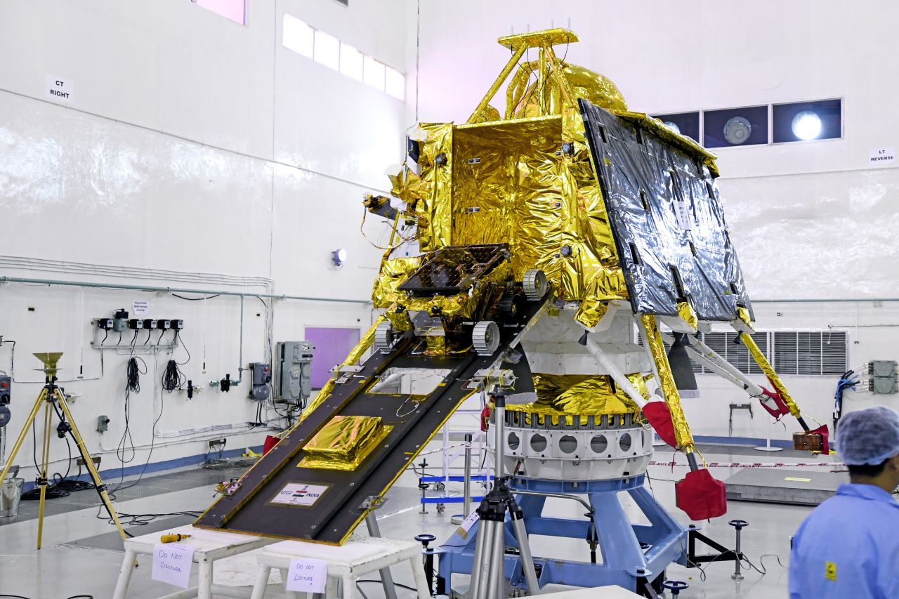 The UAE is trying to join an elite club of only three countries -- the US, Russia and China -- to successfully land a spacecraft on the lunar surface. In 2019, India's Chandrayaan-2 mission crash-landed on the moon. Here you can see its rover on a ramp moving into the main vehicle, before launch.