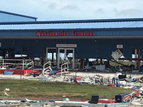 Debris litters the Grand Bahama International Airport on September 4.