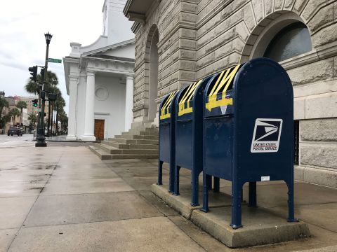 Mailboxes are taped shut in Charleston on September 4.