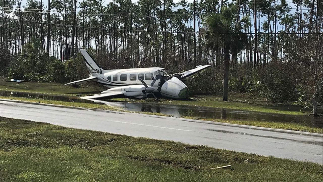Hurricane Dorian tossed a small plane across Grand Bahama International Airport in Freeport. 