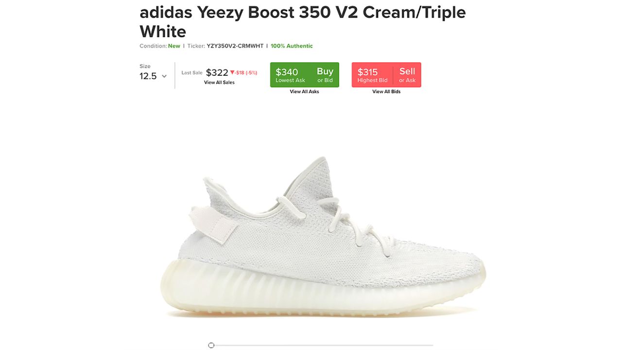 A pair of shoes listed on StockX.