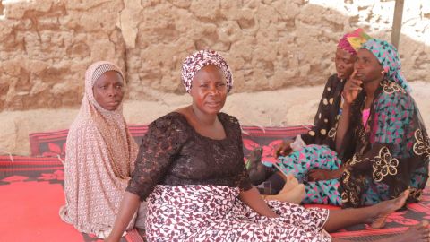 Yana Galang and three other mothers of the missing Chibok girls, after a meeting to discuss the fate of their daughters